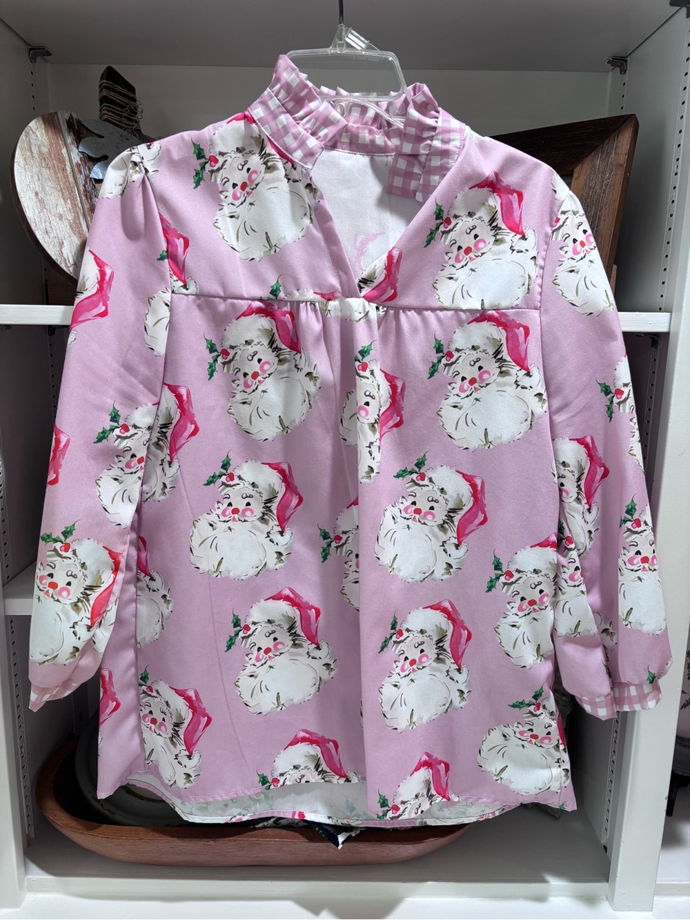 Santa Clause Pink Blouse Top Women’s Sz M